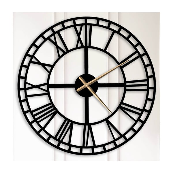 Čierne kovové nástenné hodiny Bertha