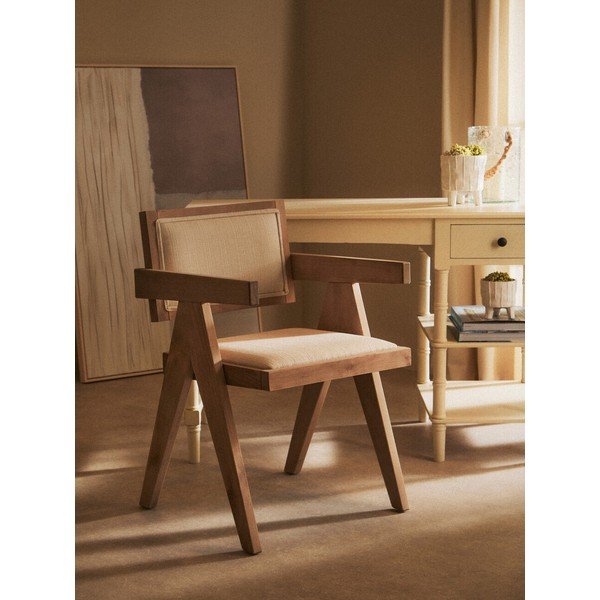 Čalúnená jedálenská stolička v prírodnej farbe Cebu – Premier Housewares-image-1