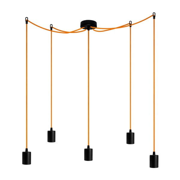 Závesné svietidlo s 5 oranžovými káblami Bulb Attack Cero