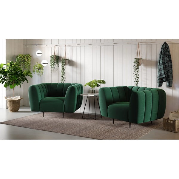 Tmavozelené zamatové kreslo Ghado Shel-image-1