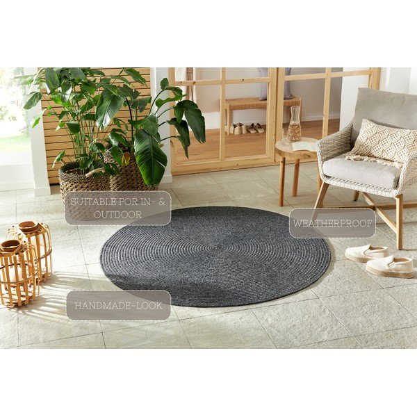 Sivý okrúhly vonkajší koberec ø 150 cm - NORTHRUGS-image-4