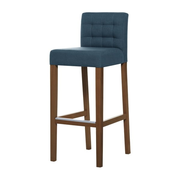 Modrá barová stolička s tmavohnedými nohami Ted Lapidus Maison Jasmin