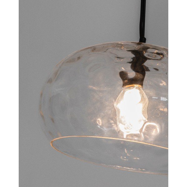 Čierne závesné svietidlo so skleneným tienidlom ø 40 cm Balma – Kave Home-image-1