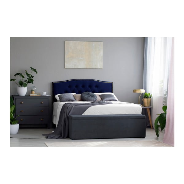 Námornícky modré čelo postele Mazzini Sofas Anette, 160 × 120 cm-image-2