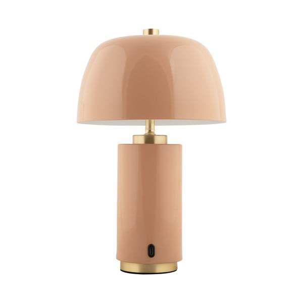 Béžová LED stmievateľná stolová lampa s kovovým tienidlom (výška 30 cm) Freya – Leitmotiv-image-2