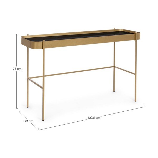 Konzolový stolík so sklenenou doskou v zlatej farbe 43x120,5 cm Rashida – Bizzotto-image-4