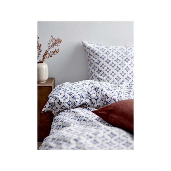 Bielo-modré bavlnené obliečky na jednolôžko 140x200 cm Heirloom – Södahl-image-1