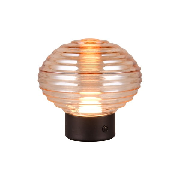 Čierno-béžová stmievateľná LED stolová lampa so skleneným tienidlom (výška 14,5 cm) Earl – Reality-image-1