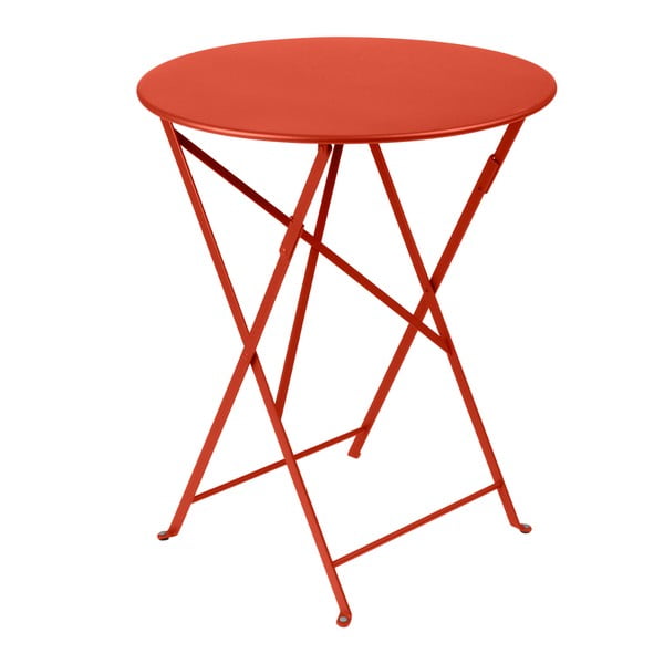 Červenooranžový skladací kovový stôl Fermob Bistro