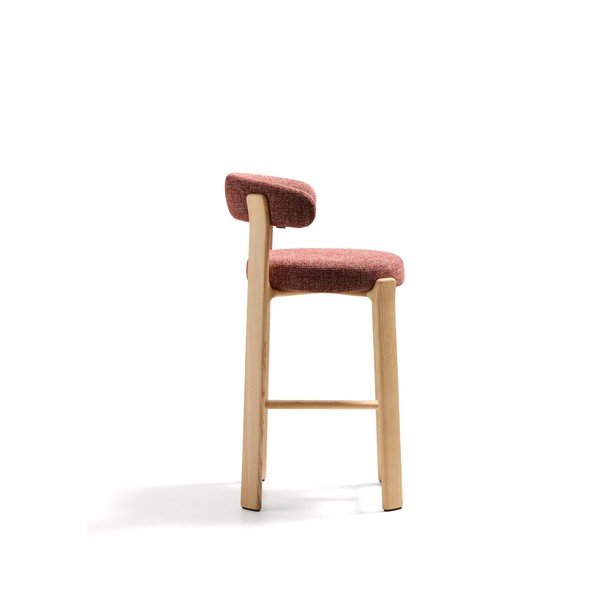 Barová stolička z jaseňového dreva v terakotovej farbe/v svetlo prírodnej farbe (výška sedadla 75 cm) Granite – Kave Home-image-3