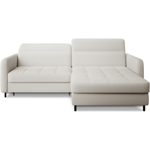 Krémovobiela rozkladacia/s úložným priestorom rohová pohovka z textílie buklé (pravý roh/s leňoškou) Gomsi – ELTAP