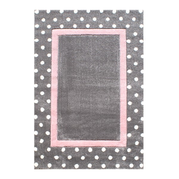 Ružovo-sivý detský koberec Happy Rugs Dots, 120 × 180 cm