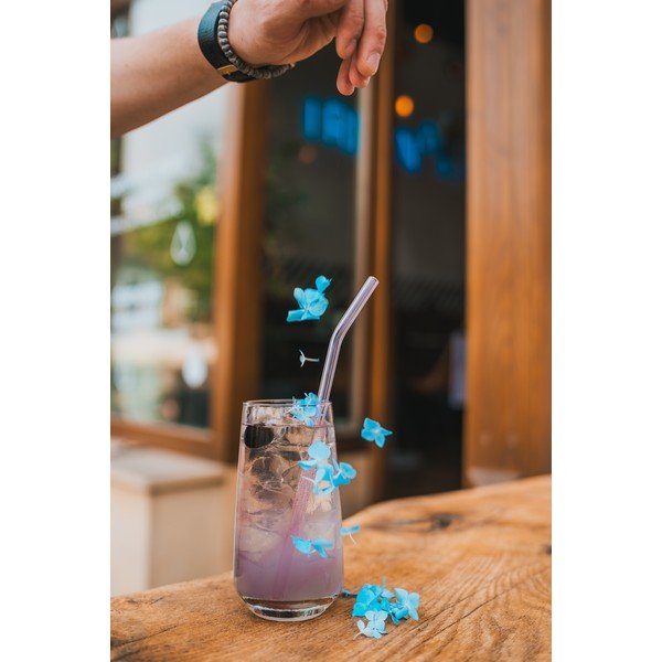 Súprava 6 ružových sklenených slamiek na pitie Vialli Design, dĺžka 23 cm-image-3