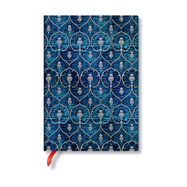 Modrý linajkový zápisník s tvrdou väzbou Paperblanks Blue Velvet, 144 strán