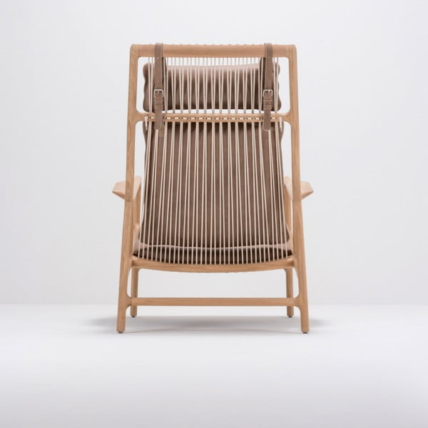 Kreslo s konštrukciou z masívneho dubového dreva a hnedým koženým sedadlom Gazzda Dedo-image-4