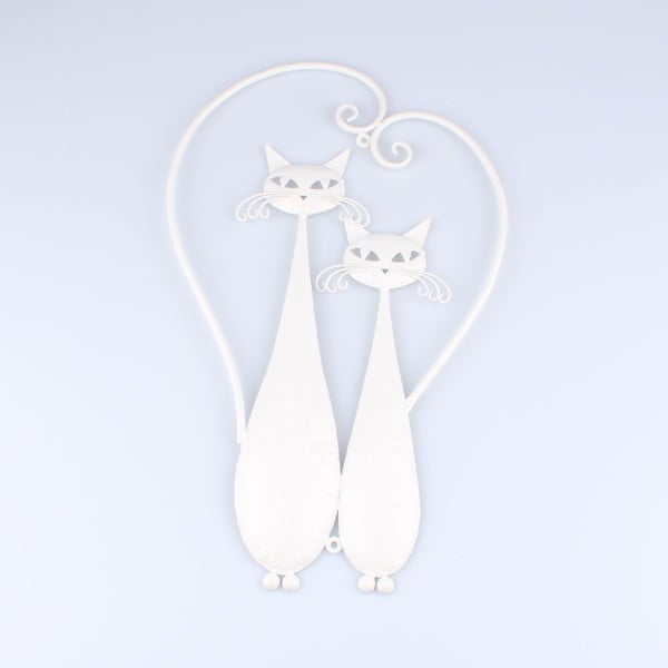 Biela kovová nástenná dekorácia Dakls Cats