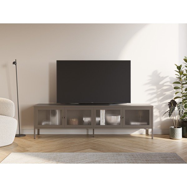 Sivý kovový TV stolík 160x50x35 cm Layna – Marckeric-image-1