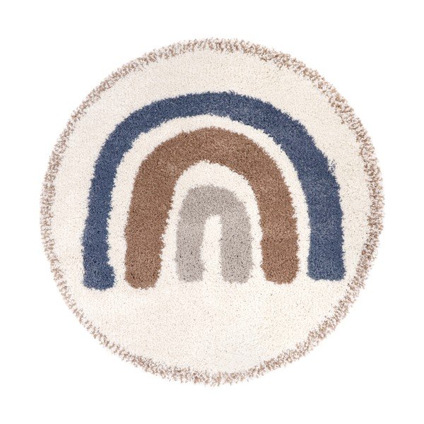 Béžovo-krémový detský koberec s prímesou juty ø120 cm Bohemian Rainbow Bleu – Nattiot