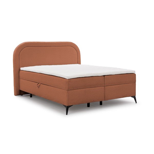 Oranžová boxspring posteľ s úložným priestorom 180x200 cm Ornes – Ropez