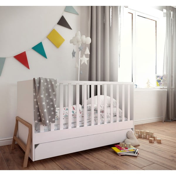 Biela detská postieľka so zásuvkou BELLAMY Lotta, 70 × 140 cm-image-1