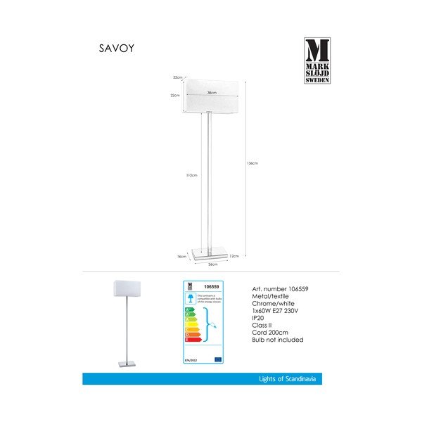 Biela voľne stojacia lampa Markslöjd Savoy-image-1