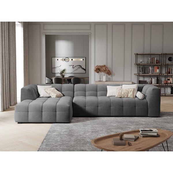 Sivá zamatová rohová pohovka Windsor & Co Sofas Vesta, levý roh-image-1