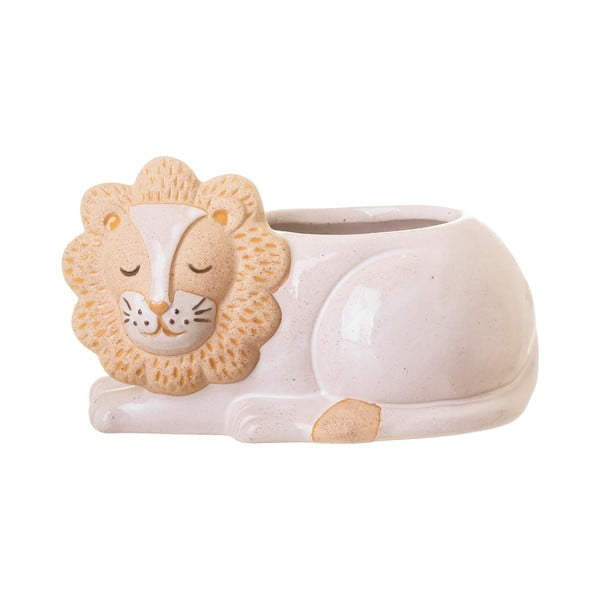 Bielo-béžový kvetináč Sass & Belle Leo Lion, ø 7 cm-image-2