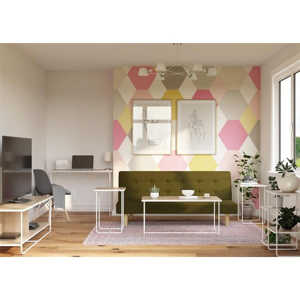 Biele/v prírodnej farbe konzolové stolíky v súprave 3 ks s doskou v dekore jaseňového dreva 50x100 cm Dante – Støraa-image-3