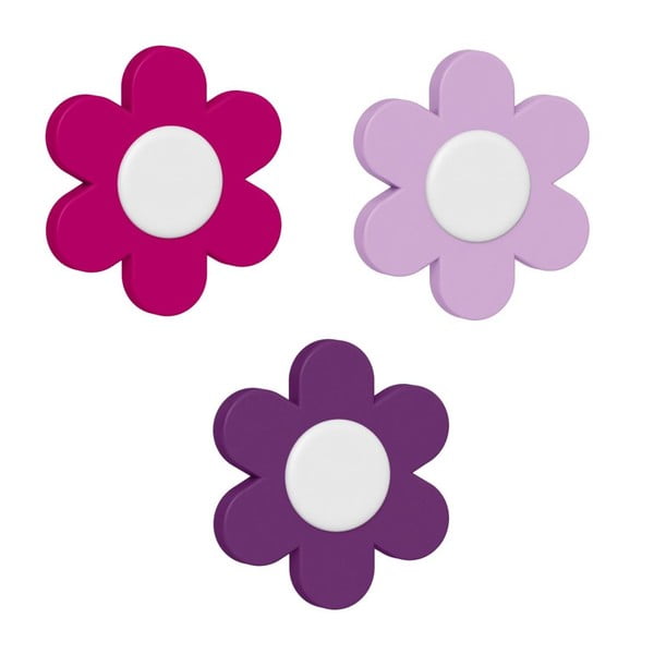 Dekoratívne klipsy na kvetináč Flower Violet/Light Violet/Pink, 3 ks