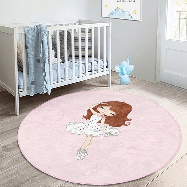 Ružový detský koberec ø 80 cm Comfort – Mila Home-image-1