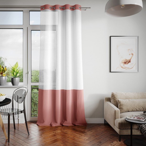 Bielo-hnedý záves AmeliaHome Irvelette Eyelets, 140 x 250 cm-image-1