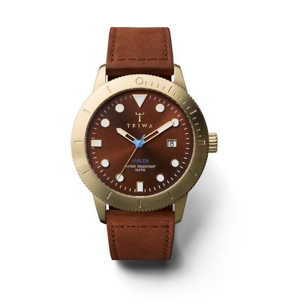 Unisex hodinky s hnedým koženým remienkom Triwa Chestnut Hvalen Brown Sewn