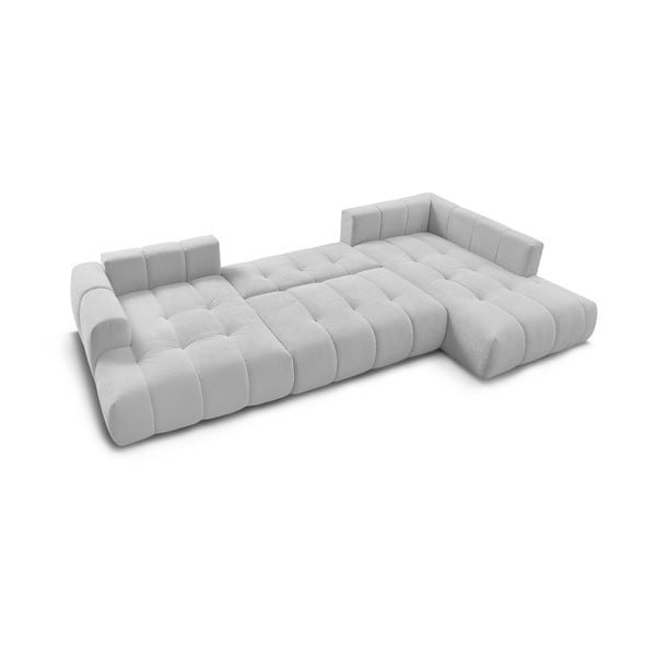 Svetlosivá rozkladacia/s úložným priestorom rohová pohovka (pravý roh/do tvaru "U") Fuji – Bobochic Paris-image-4