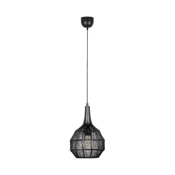 Matne čierne závesné svietidlo s kovovým tienidlom Soraya – Trio