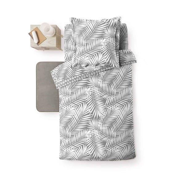 Sivá bavlnená obliečka na perinu na jednolôžko 140x200 cm Botania – douceur d'intérieur