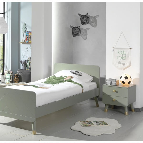 Olivovozelený detský nočný stolík z borovicového dreva Vipack Billy-image-1