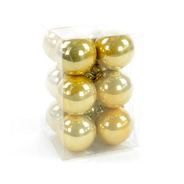 Sada 12 vianočných ozdôb v zlatej farbe Unimasa Pearl
