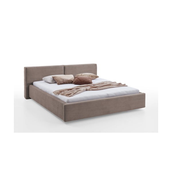 Svetlohnedá čalúnená dvojlôžková posteľ bez roštu 160x200 cm Cube – Meise Möbel-image-4