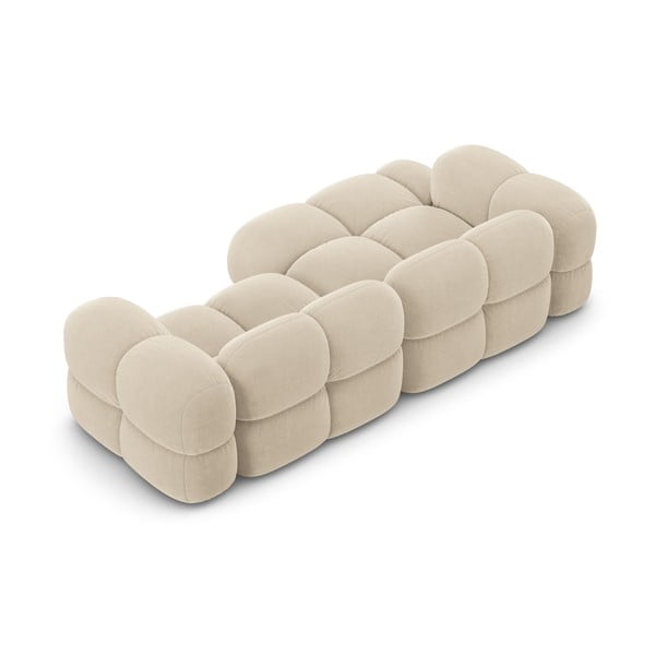 Béžová zamatová rohová pohovka (ľavý roh/s leňoškou) Loretto – Cosmopolitan Design-image-4