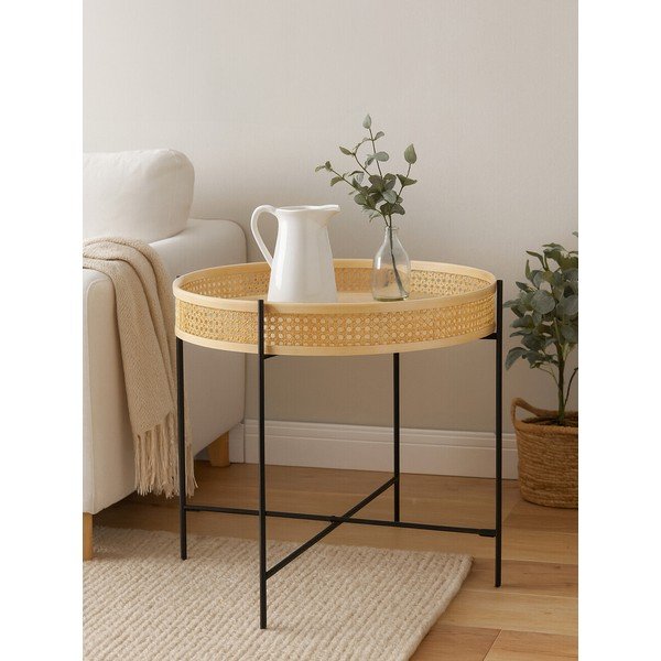Ratanový okrúhly konferenčný stolík v prírodnej farbe ø 60 cm Depok – Premier Housewares-image-2