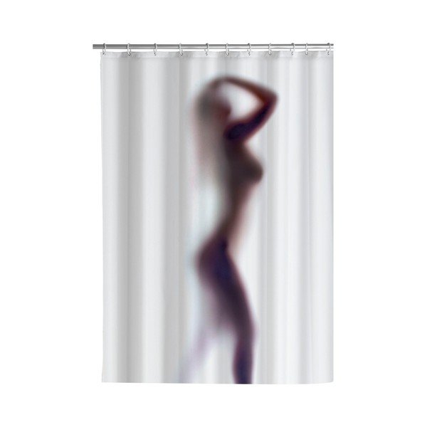 Biely sprchový záves s protiplesňovou povrchovou úpravou Wenko Silouette, 180 x 200 cm