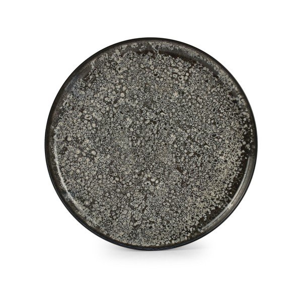 Čierny/krémovobiely kameninový tanier ø 27 cm Gravel – ONA