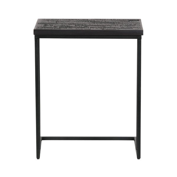 Čierny odkladací stolík s doskou z recyklovaného teakového dreva BePureHome Shape-image-2
