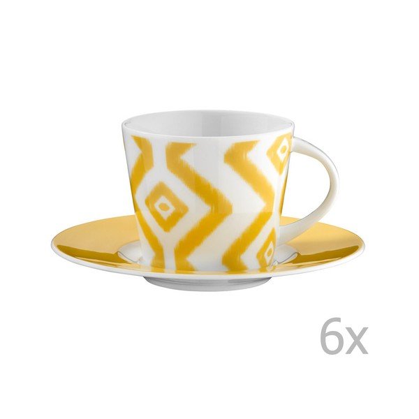 Sada 6 porcelánových hrnčekov na čaj s tanierikmi Vasilissa, 200 ml
