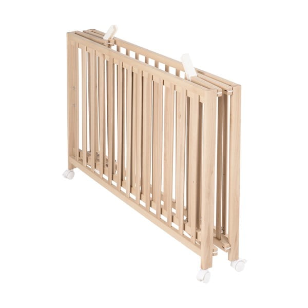 Skladacia postieľka na kolieskach v prírodnej farbe 60x120 cm Fold up – Roba-image-3