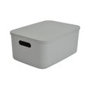 Sivý plastový úložný box s vekom 35,5x25,5x16 cm – Homéa