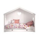 Biela domčeková detská posteľ z borovicového dreva s výsuvným lôžkom a úložným priestorom 90x200 cm AMORI – Vipack