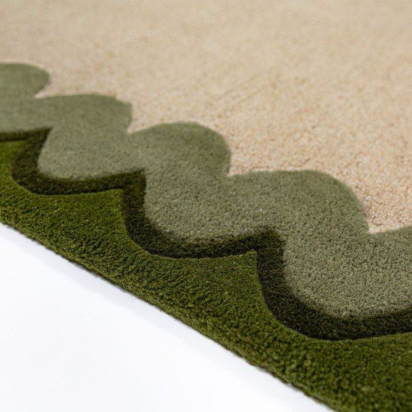 Zelený/v prírodnej farbe ručne tkaný vlnený behúň 80x230 cm Wiggle Wool – Flair Rugs-image-2