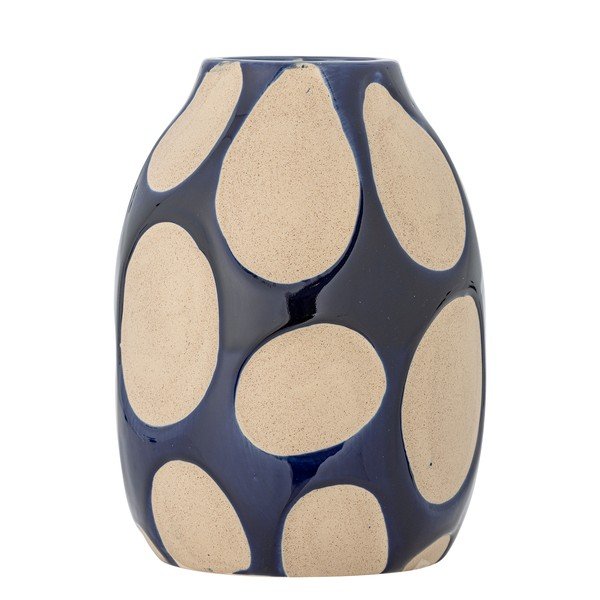 Tmavomodrá/krémovobiela kameninová váza (výška  20 cm) Bashir – Bloomingville