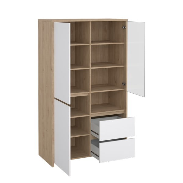 Biela/v prírodnej farbe vitrína v dekore duba 100x170x48 cm Next – Tvilum-image-2